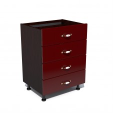 Corp inferior 60 cu 4 sertare Zebra MDF rosu simplu